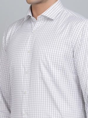 White Checked Regular Fit Formal Shirt | Greenfibre