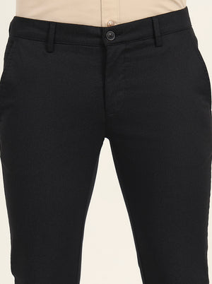 Black Printed Super Slim Fit Casual Trouser | Greenfibre