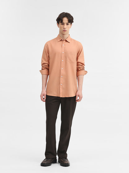 Orange Solid Slim Fit Casual Shirt | JadeBlue