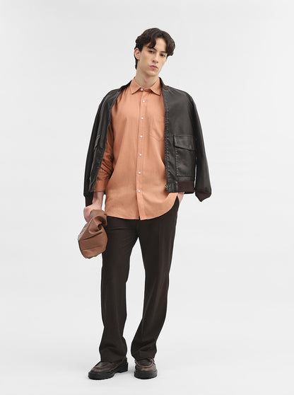 Orange Solid Slim Fit Casual Shirt | JadeBlue