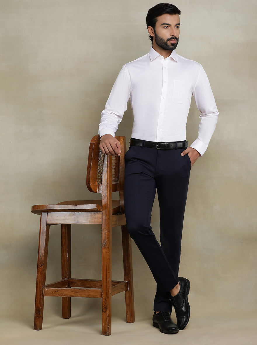 White Checked Regular Fit Formal Shirt | JadeBlue