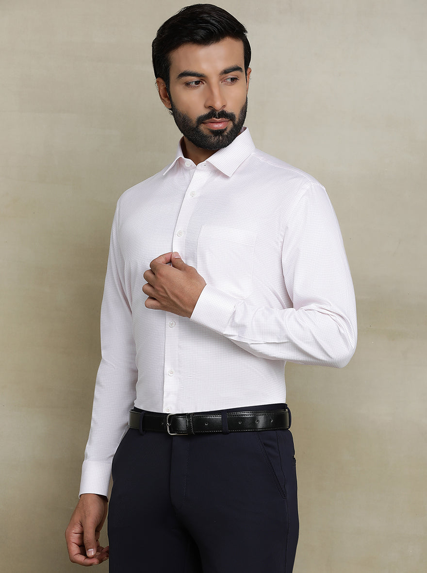 White Checked Regular Fit Formal Shirt | JadeBlue