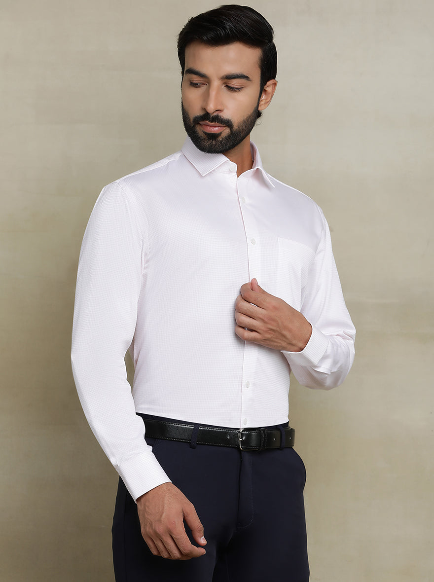 White Checked Regular Fit Formal Shirt | JadeBlue