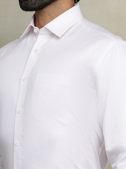 White Checked Regular Fit Formal Shirt | JadeBlue