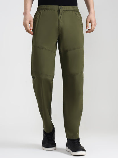 Olive Green Solid Slim Fit Cargo Pant | JadeBlue