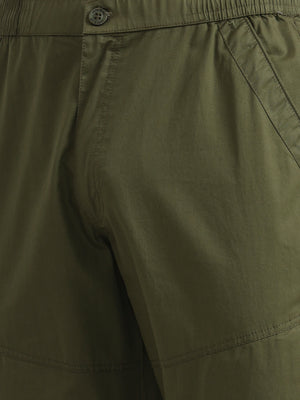 Olive Green Solid Slim Fit Cargo Pant | JadeBlue
