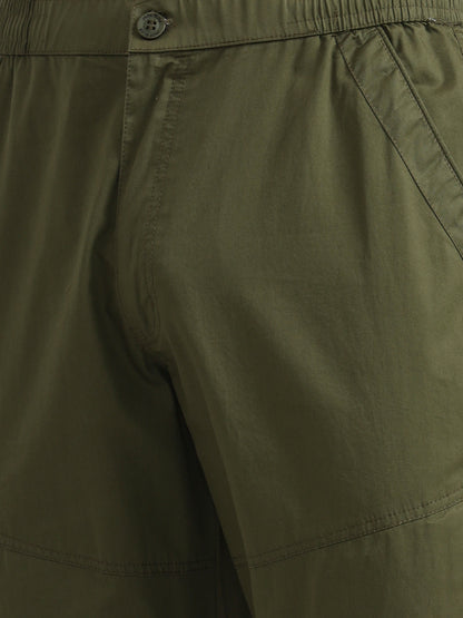 Olive Green Solid Slim Fit Cargo Pant | JadeBlue