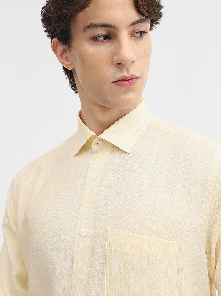 Yellow Striped Slim Fit Formal Shirt | JadeBlue
