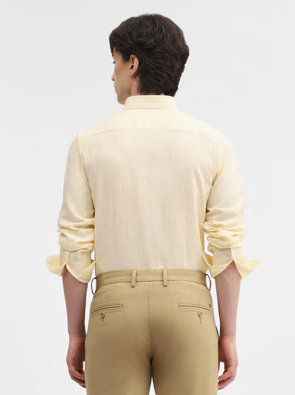 Yellow Striped Slim Fit Formal Shirt | JadeBlue