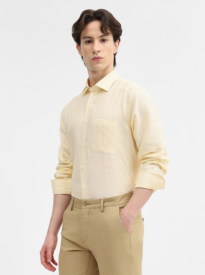 Yellow Striped Slim Fit Formal Shirt | JadeBlue