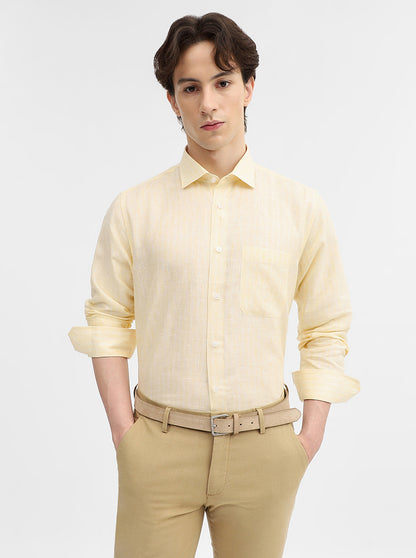Yellow Striped Slim Fit Formal Shirt | JadeBlue