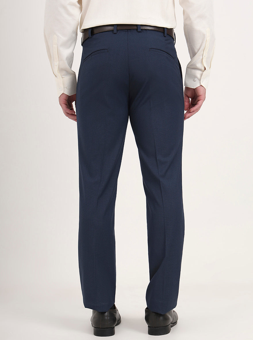 Blue Solid Slim Fit Formal Trouser | JB Studio