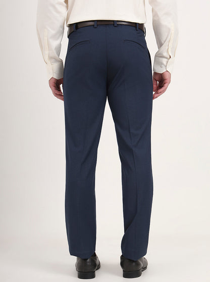 Blue Solid Slim Fit Formal Trouser | JB Studio