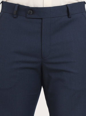 Blue Solid Slim Fit Formal Trouser | JB Studio