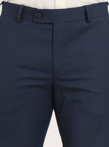Blue Solid Slim Fit Formal Trouser | JB Studio