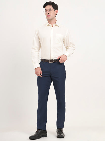 Blue Solid Slim Fit Formal Trouser | JB Studio