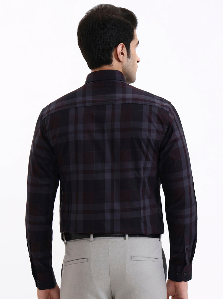 Maroon Checked Slim Fit Formal Shirt | Metal