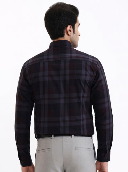 Maroon Checked Slim Fit Formal Shirt | Metal