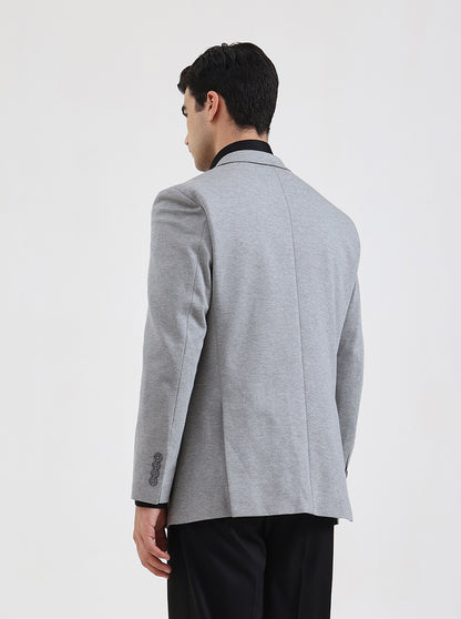 Grey Solid Regular Fit Blazer | JB Studio