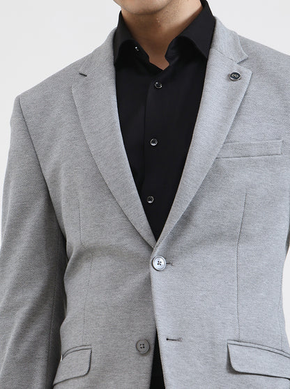 Grey Solid Regular Fit Blazer | JB Studio