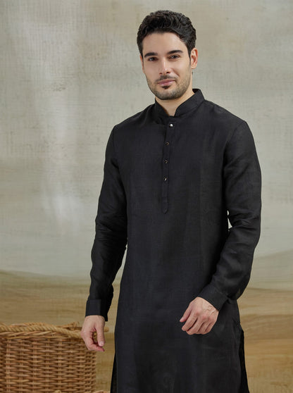 Black Solid Kurta Pajama | Virasana