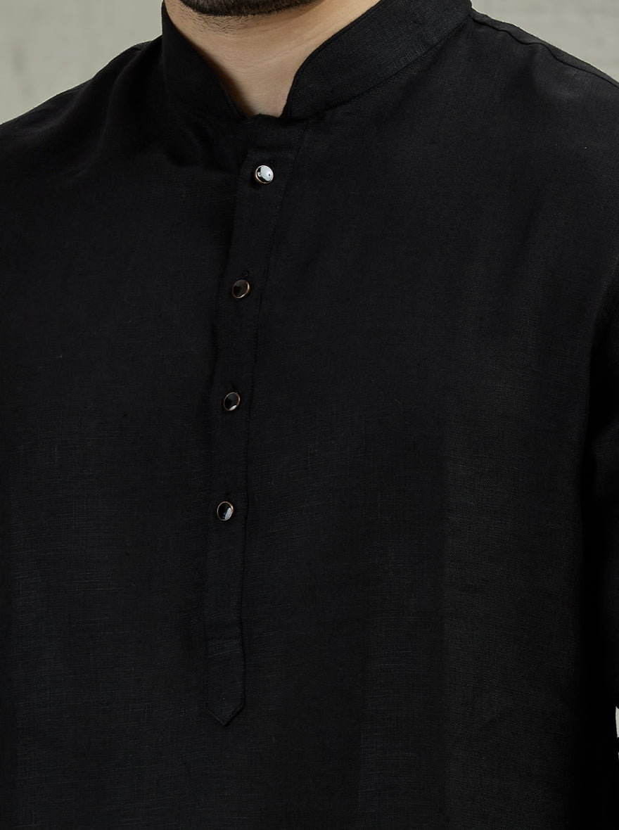 Black Solid Kurta Pajama | Virasana