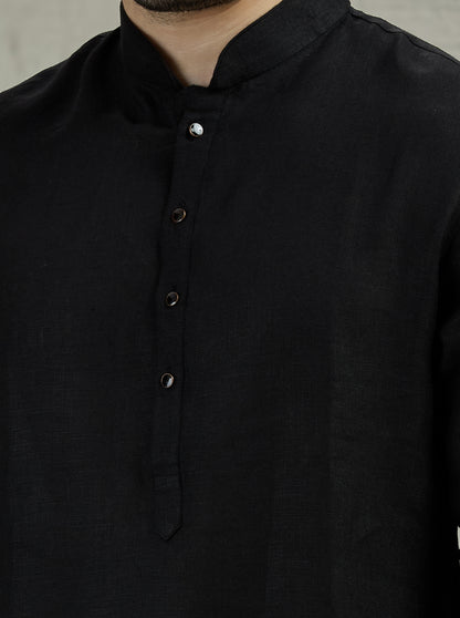 Black Solid Kurta Pajama | Virasana