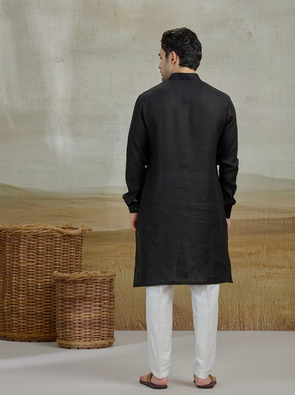 Black Solid Kurta Pajama | Virasana