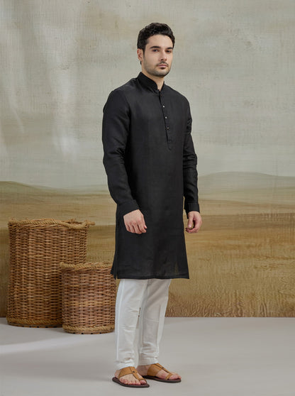 Black Solid Kurta Pajama | Virasana