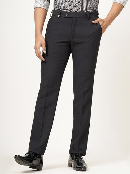 Dark Grey Solid Slim Fit Formal Trouser | JB Studio