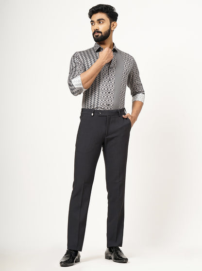 Dark Grey Solid Slim Fit Formal Trouser | JB Studio