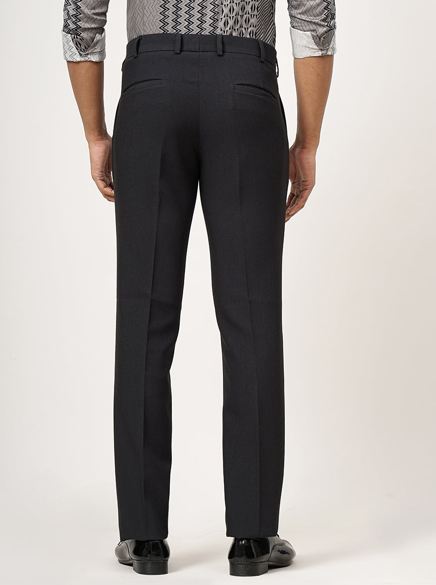 Dark Grey Solid Slim Fit Formal Trouser | JB Studio