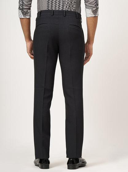 Dark Grey Solid Slim Fit Formal Trouser | JB Studio