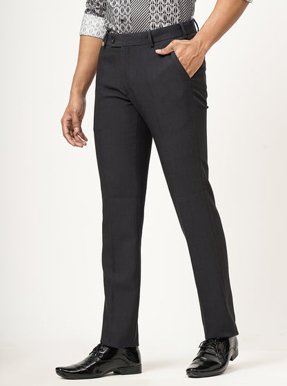 Dark Grey Solid Slim Fit Formal Trouser | JB Studio