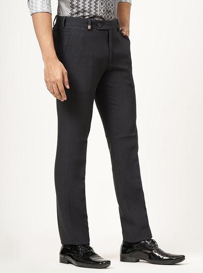 Dark Grey Solid Slim Fit Formal Trouser | JB Studio