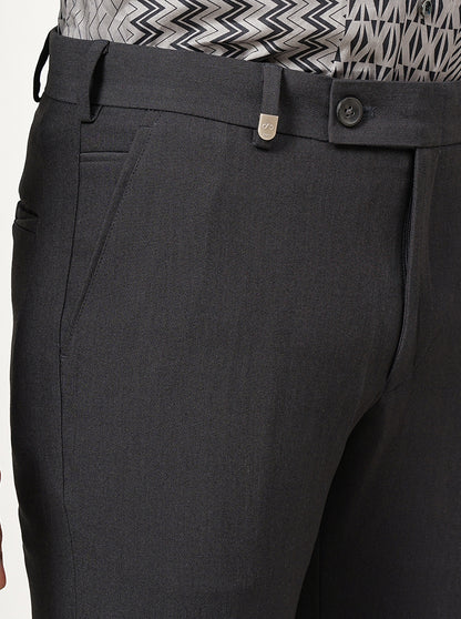Dark Grey Solid Slim Fit Formal Trouser | JB Studio