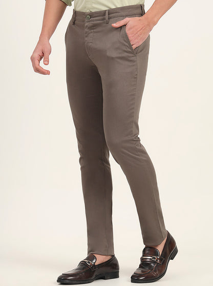 Olive Solid Super Slim Fit Casual Trouser | Greenfibre