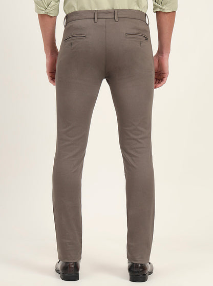 Olive Solid Super Slim Fit Casual Trouser | Greenfibre