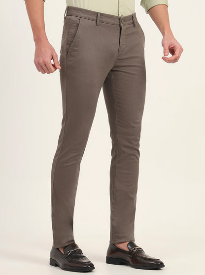 Olive Solid Super Slim Fit Casual Trouser | Greenfibre