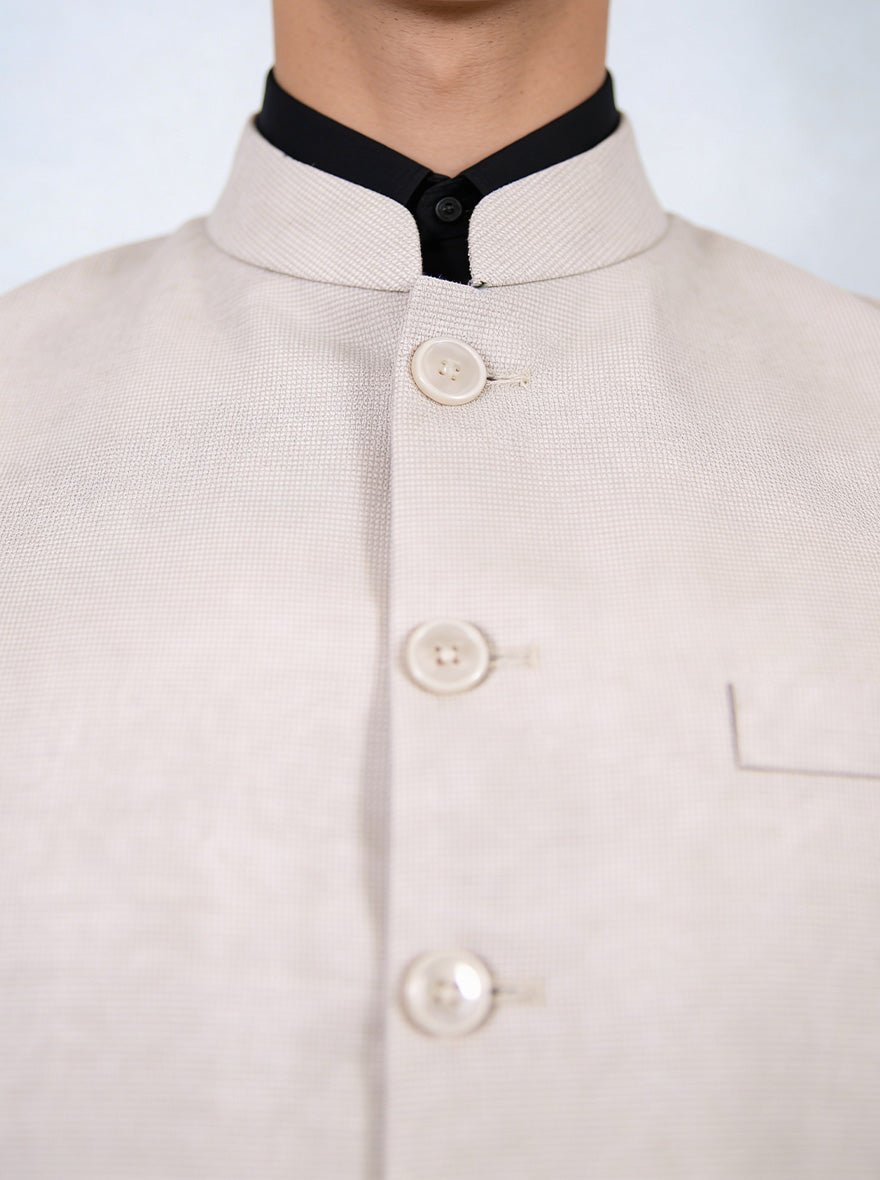 Beige Solid Waistcoat | Greenfibre