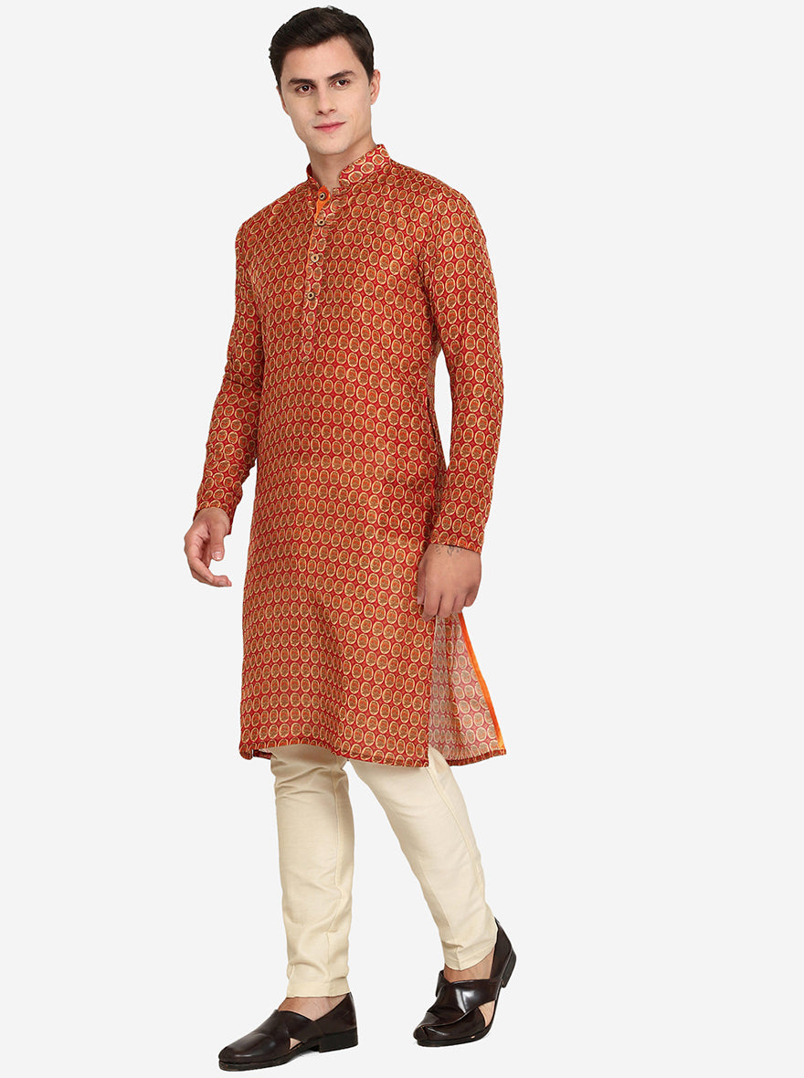 Red Printed Kurta | The Kurta Company