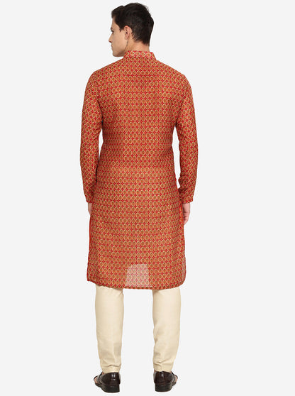 Red Printed Kurta | The Kurta Company