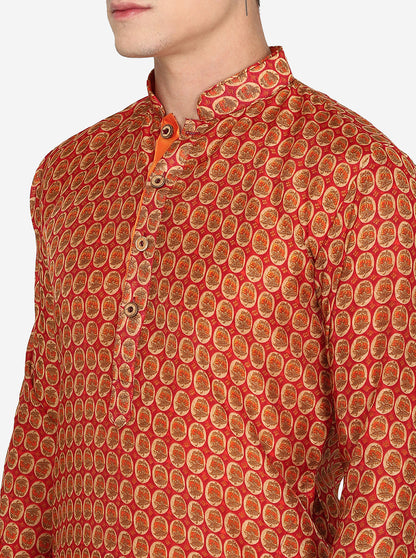 Red Printed Kurta | The Kurta Company