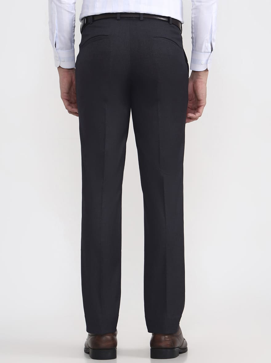 Dark Grey Solid Slim Fit Formal Trouser | JB Studio
