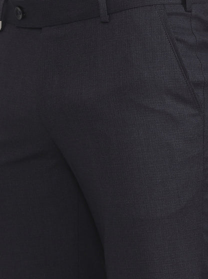 Dark Grey Solid Slim Fit Formal Trouser | JB Studio