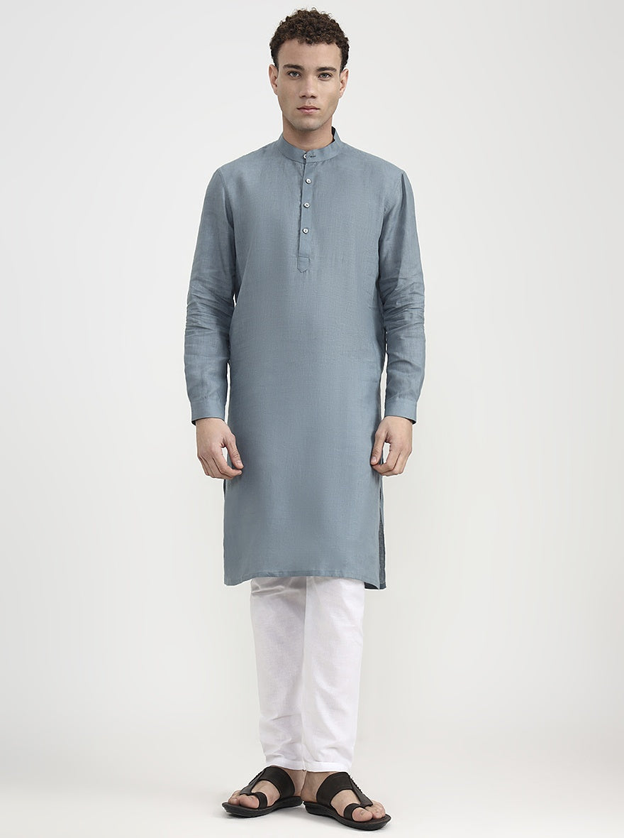 Sea Green Solid  Modi Kurta | JadeBlue