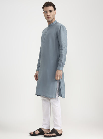 Sea Green Solid  Modi Kurta | JadeBlue