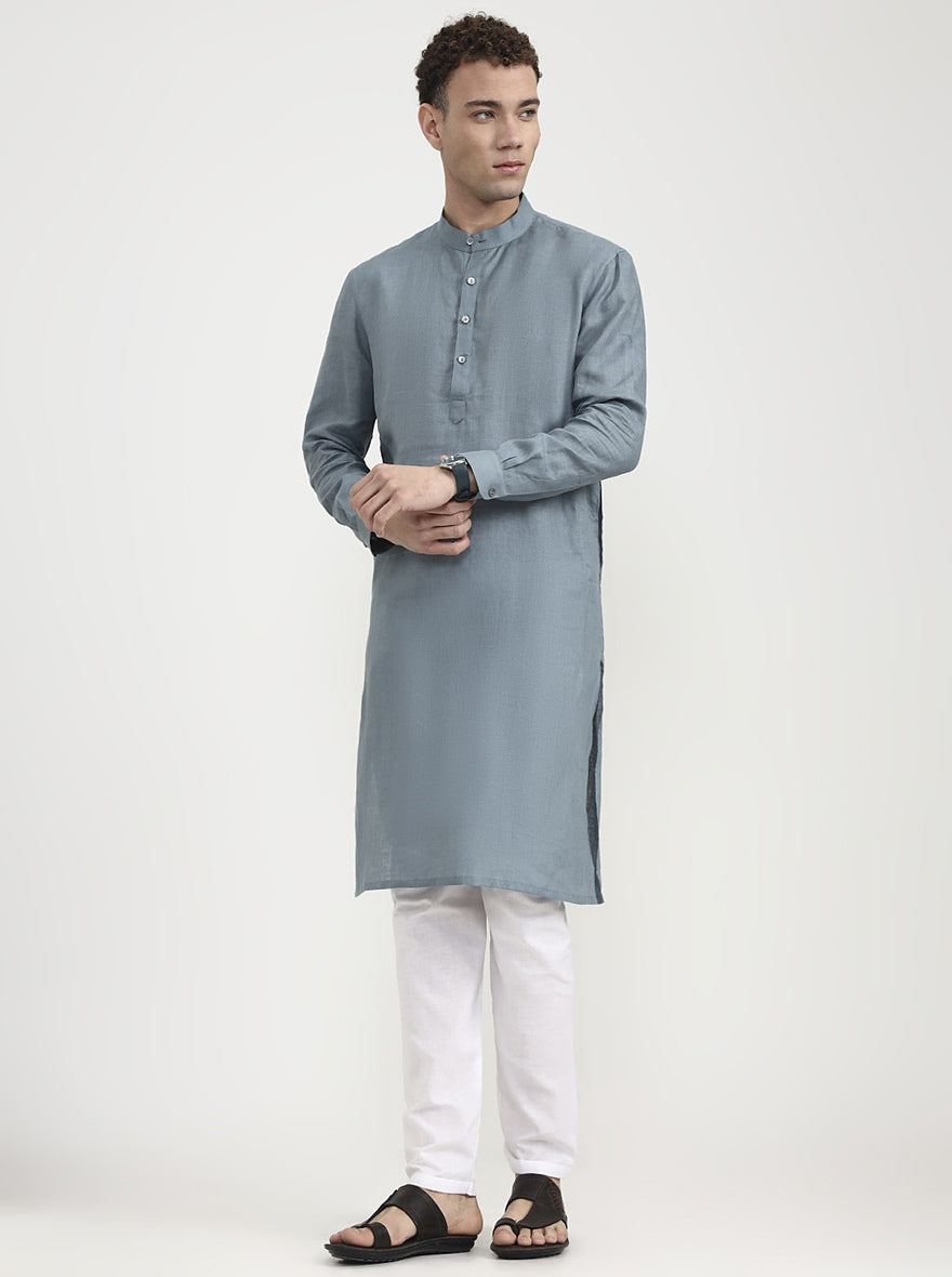 Sea Green Solid  Modi Kurta | JadeBlue