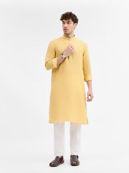 Yellow Solid Modi Kurta | JadeBlue
