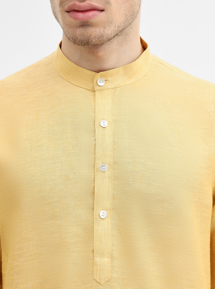 Yellow Solid Modi Kurta | JadeBlue